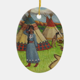 Blackfoot indier julgransprydnad keramik