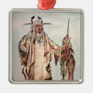 Blackfoot indisk Pe-Toh-Kissa-Kyss, örnstöden Julgransprydnad Metall