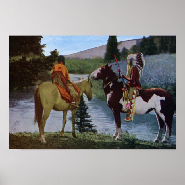 Blackfoot Native-amerikaner på Horseback Poster (Framsidan)