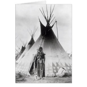 Blackfootindiankrigare, nära Calgary, Alberta, Hälsningskort