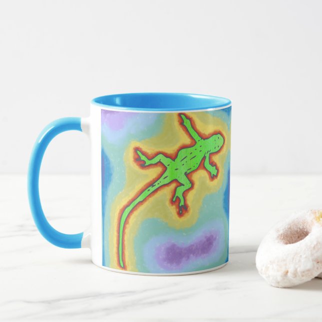 Bläckgrön gecko mugg (Med munk)