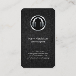 BlackGrunge BusinessCard för Ljud Ingenjör-hörlura Visitkort
