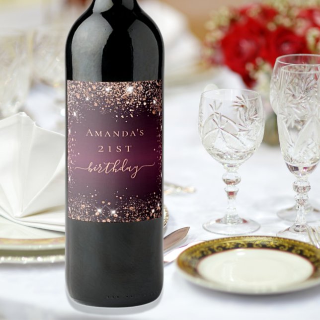 Bläckgundsskript ro guld namn vinflaska etikett (Skapare uppladdad)