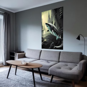 Bläckhaj i staden AI Art Poster