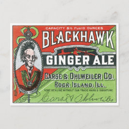 Blackhawk Ginger Ale Rock Island Illinois Vintage  Vykort