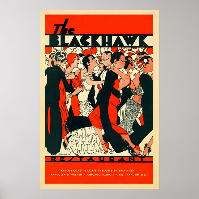 Blackhawk jazz-affisch - Chicago - 1930-talet 2 Poster (Framsidan)