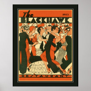 Blackhawk Restaurant Art Deco Poster
