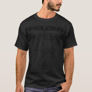 Blackhawk Schematic Military Helicopter UH-60 Blac T Shirt