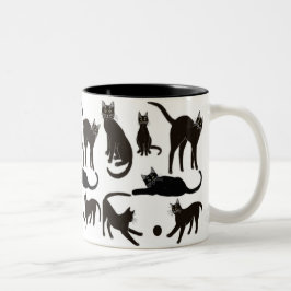 Blackie den svart kattmuggen Två-Tonad mugg