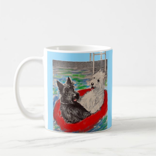 Blackie och Whitie på en båt Kaffemugg (Vänster)
