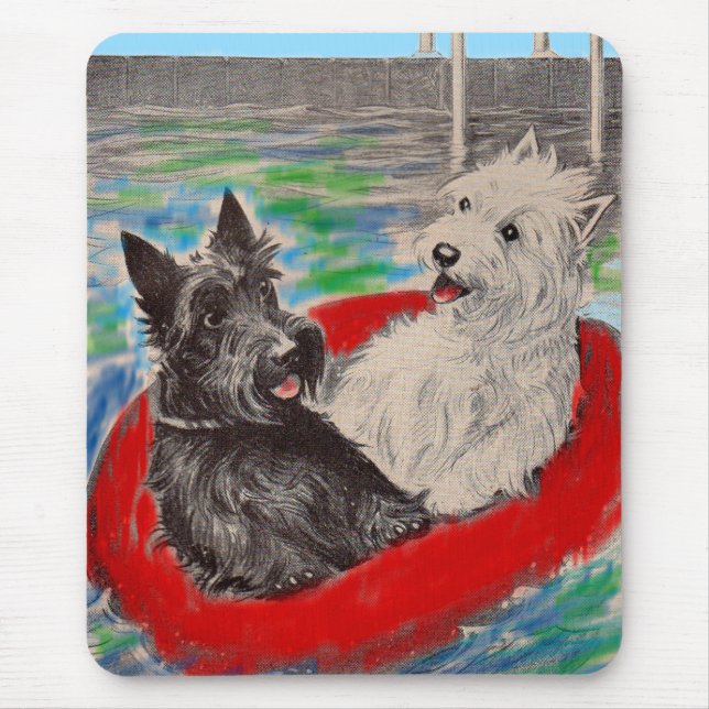 Blackie och Whitie på en båt Musmatta (Framsidan)