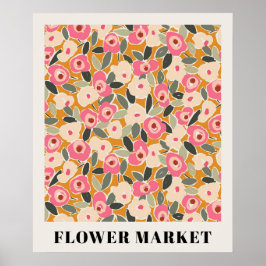 Bläckigt blommigt blommarknadsmönster - Solbelyst Poster