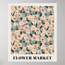 Bläckigt blommigt blommarknadsmönster - Solbelyst Poster