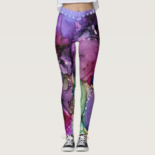 Bläckigt Flerfärgad Alkoholbläck Vätska Abstrakt K Leggings