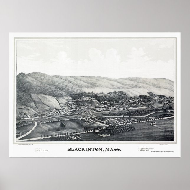 Blackinton, MORSA Panoramic Karta - 1889 Poster (Framsidan)