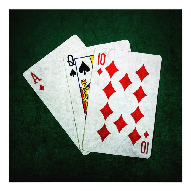 Blackjack 21 poäng - Ace, Queen, Ten Fototryck (Framsidan)