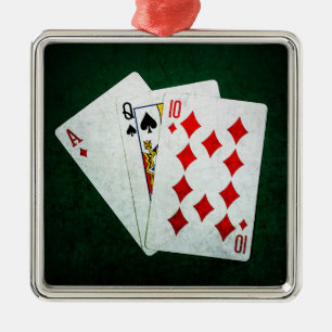 Blackjack 21 poäng - Ace, Queen, Ten Julgransprydnad Metall