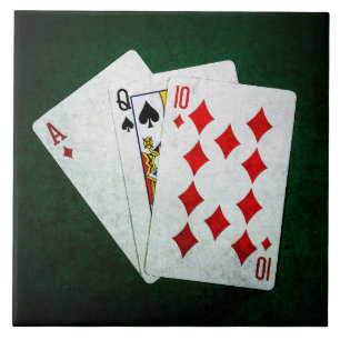 Blackjack 21 poäng - Ace, Queen, Ten Kakelplatta