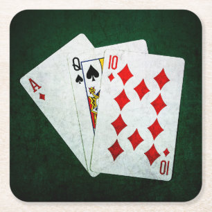 Blackjack 21 poäng - Ace, Queen, Ten Underlägg Papper Kvadrat
