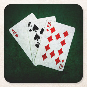 Blackjack 21 poäng - Ace, Ten, Ten Underlägg Papper Kvadrat