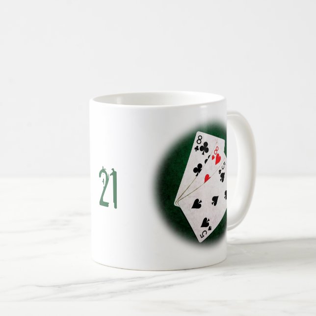 Blackjack 21 poäng - åtta, åtta, fem kaffemugg (Framsida höger)