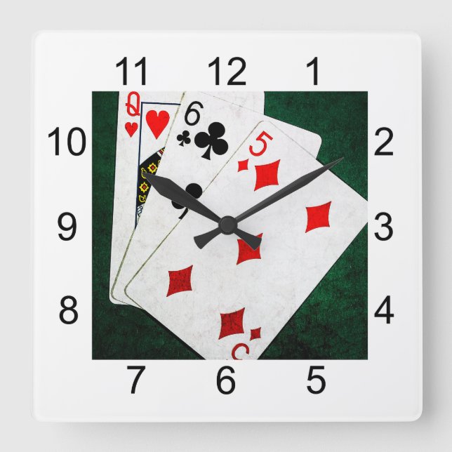 Blackjack 21 poäng - drottning, sex, fem fyrkantig klocka (Framsida)