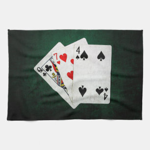 Blackjack 21 poäng - drottning, sju, fyra kökshandduk
