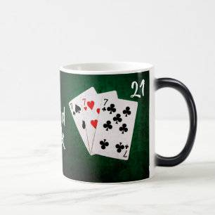 Blackjack 21 poäng - tre kort sju - Lycka till Magisk Mugg
