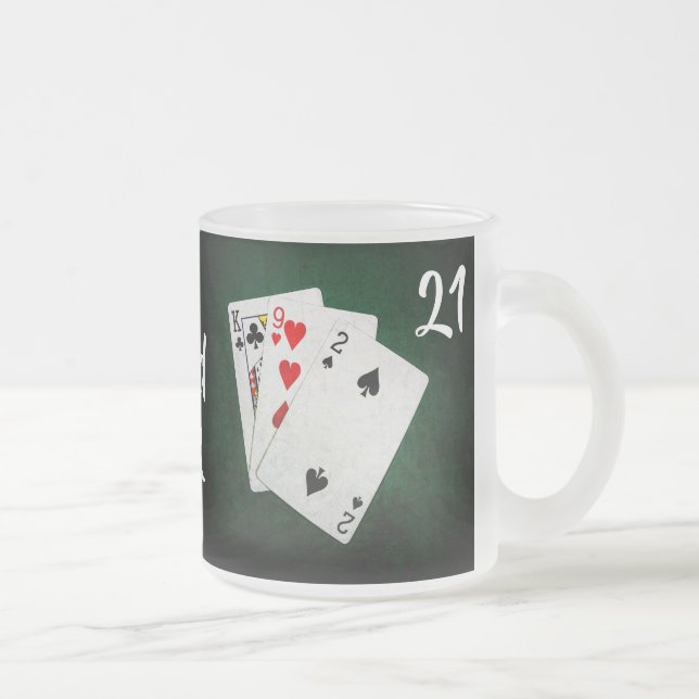 Blackjack 21 point - Kung, nio, två - Lycka till Frostad Glasmugg (Höger)