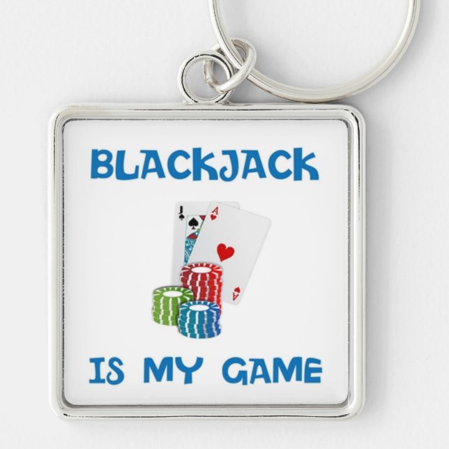BLACKJACK ÄR MIN GAMN FYRKANTIG SILVERFÄRGAD NYCKELRING (Framsidan)