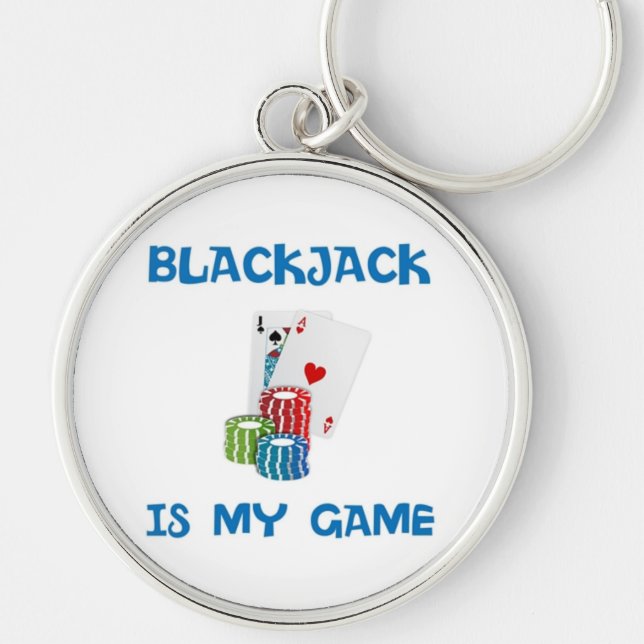 BLACKJACK ÄR MIN GAMN RUND SILVERFÄRGAD NYCKELRING (Framsidan)