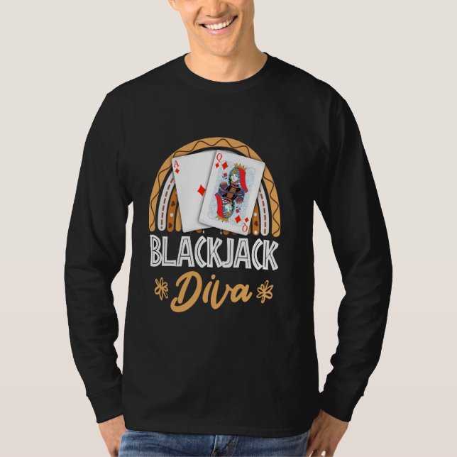 BLACKJACK DIVA Card Player Blackjack Casino Kvinno T Shirt (Framsida)