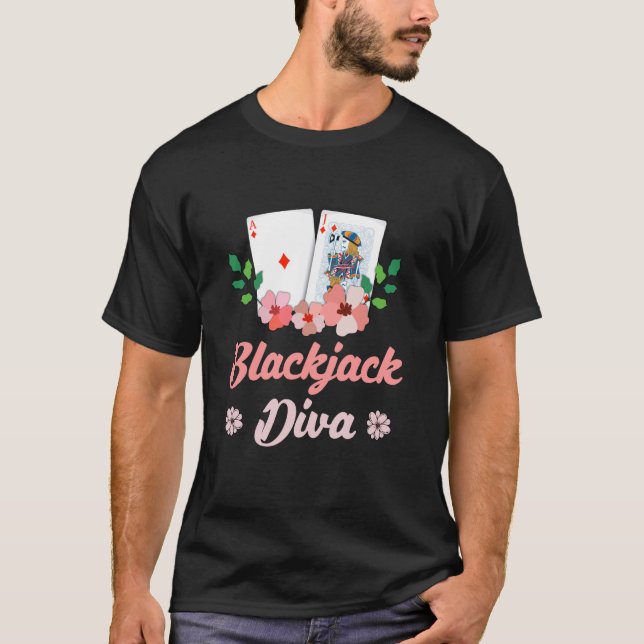 BLACKJACK DIVA Card Player Blackjack Casino Kvinno T Shirt (Framsida)
