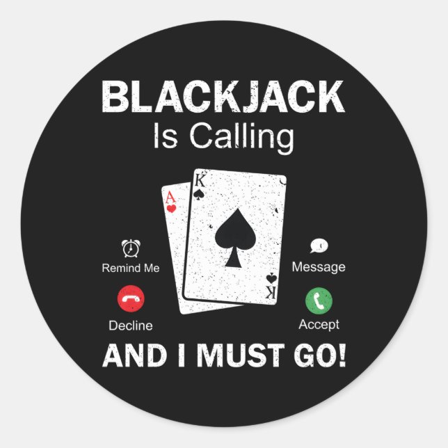 Blackjack Gambling 21 Blackjack Runt Klistermärke (Framsida)
