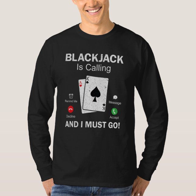 BlackJack Gambling 21 Blackjack T Shirt (Framsida)