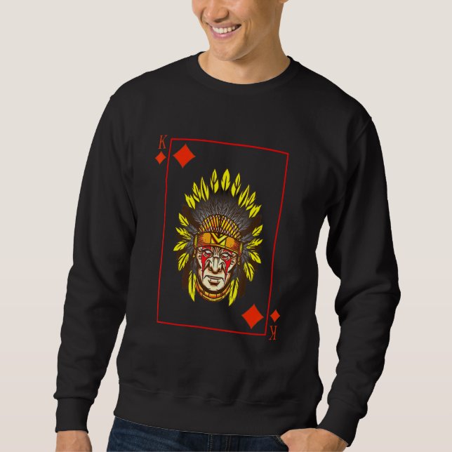 Blackjack Kung i det inhemska amerikanska Krig Bon Lång Ärmad Tröja (Framsida)