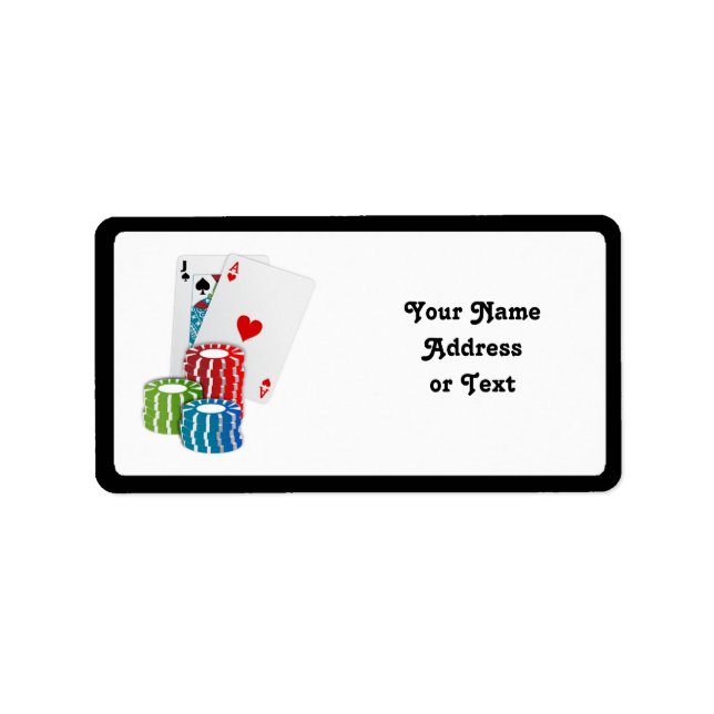 Blackjack med Chip Adressetikett (Framsidan)