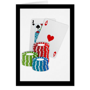Blackjack med Chip Hälsningskort