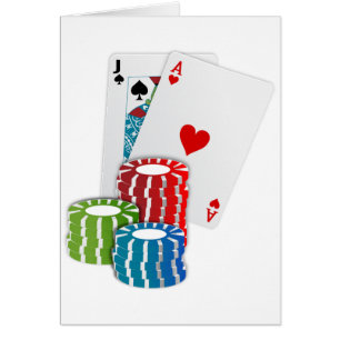 Blackjack med Chip Hälsningskort