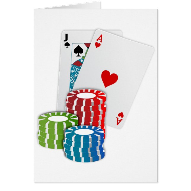 Blackjack med Chip Hälsningskort (Framsidan)