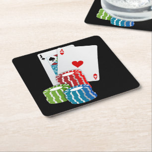 Blackjack med Chip Underlägg Papper Kvadrat