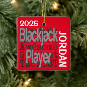 Blackjack Player Extraordinaire ANPASSNINGSBAR Julgransprydnad Keramik