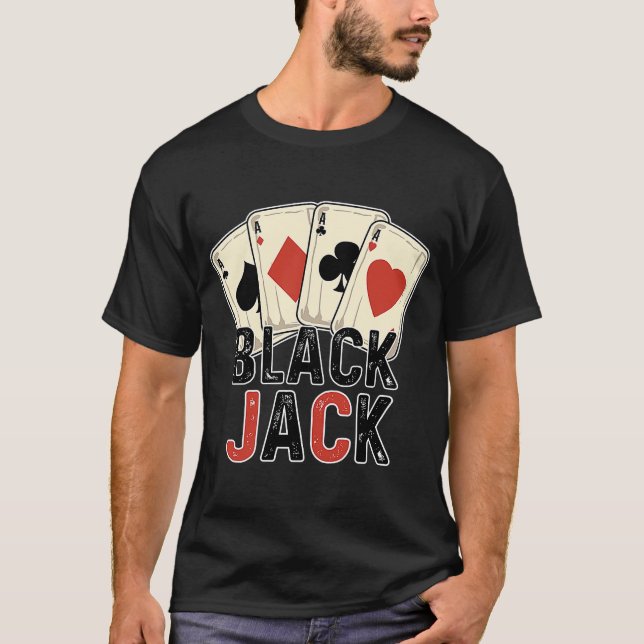 Blackjack Player Spelare 21 Card Casino T Shirt (Framsida)