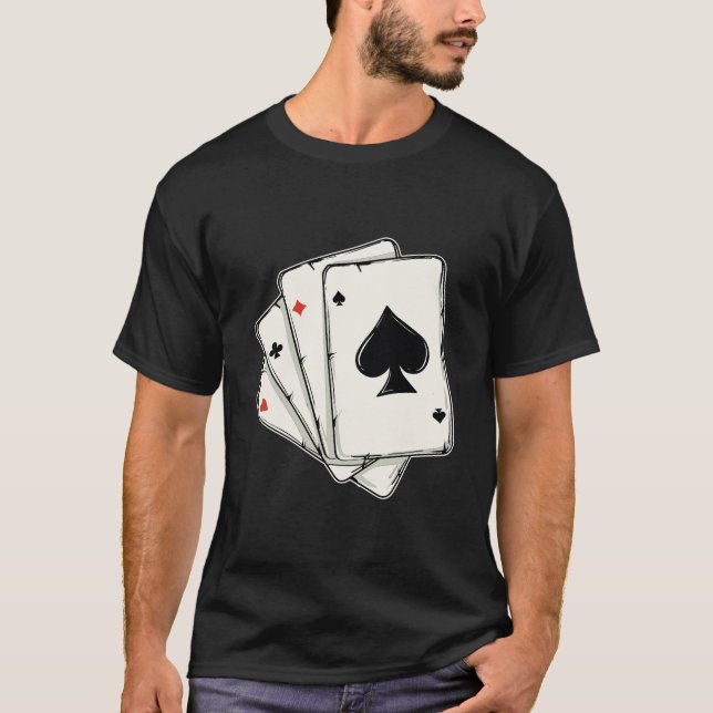 Blackjack Poker Texas Hold'Em Gambling Cards Playe T Shirt (Framsida)