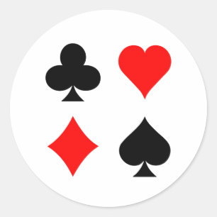 Blackjack-/pokerkortkostymer: Vektorkonst: Runt Klistermärke