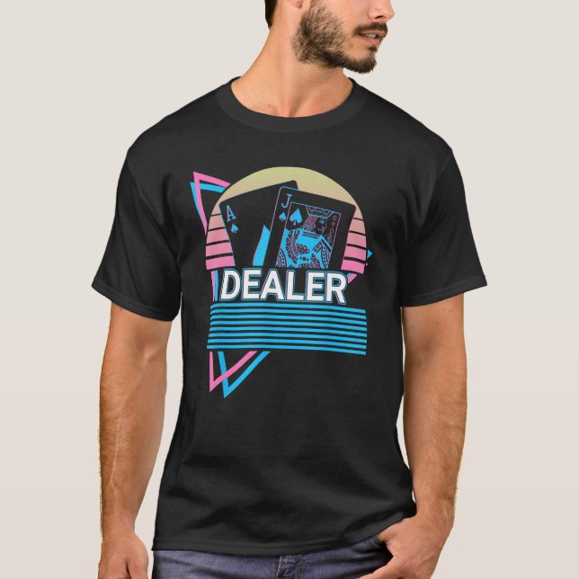 Blackjack Retro Dealer T Shirt (Framsida)