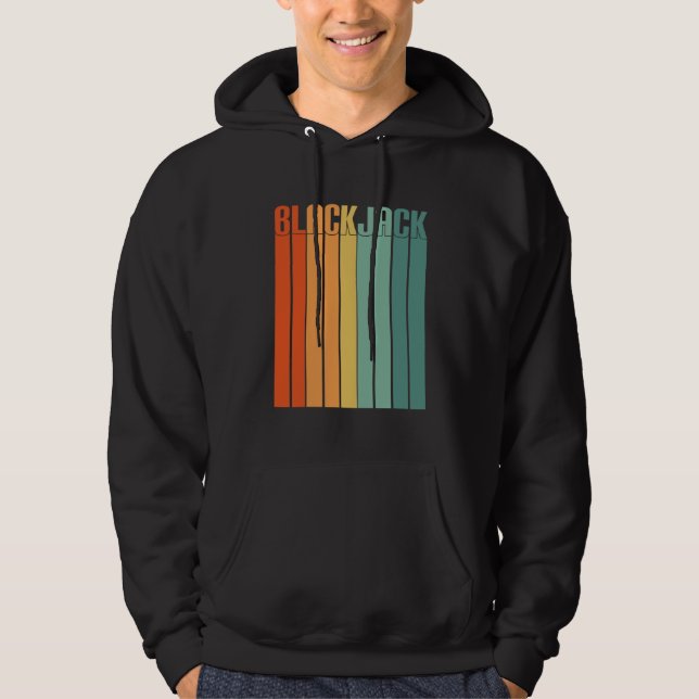 Blackjack Retro Vintage 70s Gambling Casino Blackj Hoodie (Framsida)