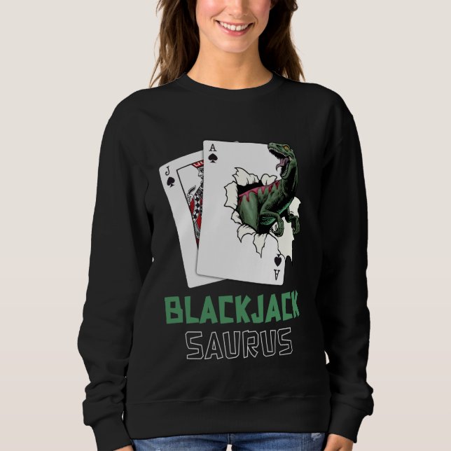BLACKJACK SAURUS Blackjack Player Casino Spelare T Shirt (Framsida)