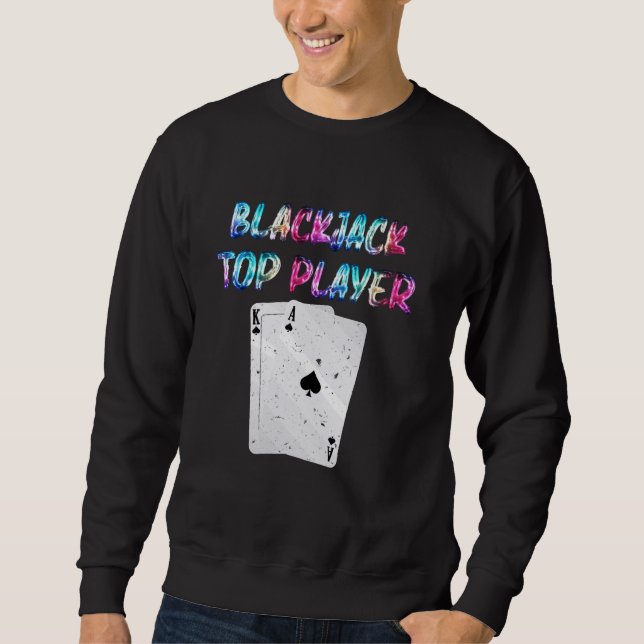 BLACKJACK TOP PLAYERS Blackjack Player Casino Blac Lång Ärmad Tröja (Framsida)