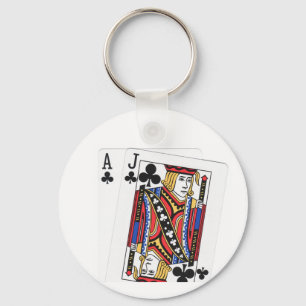 Blackjackspelare lyckliga Keychain Nyckelring